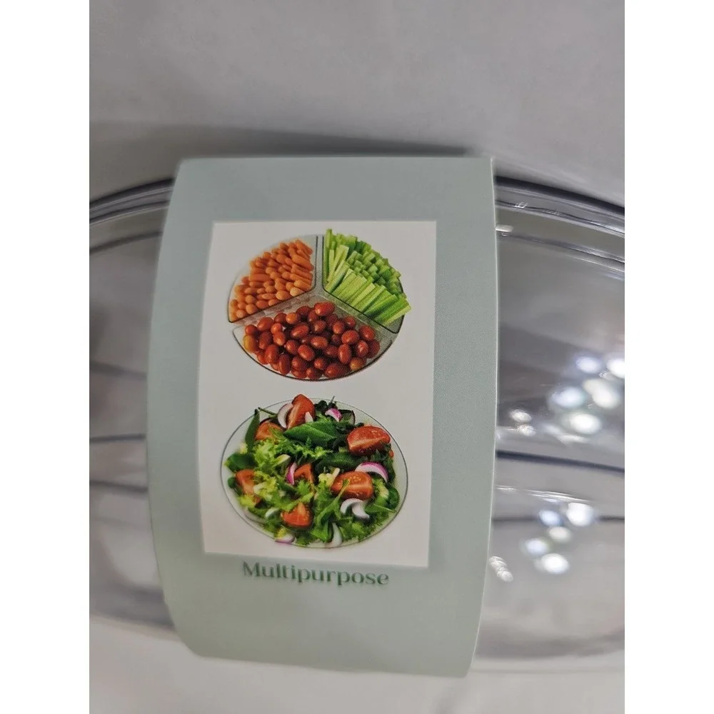 Clear Serveware By Gourmet Home Products 3 Compartments Removable Lid